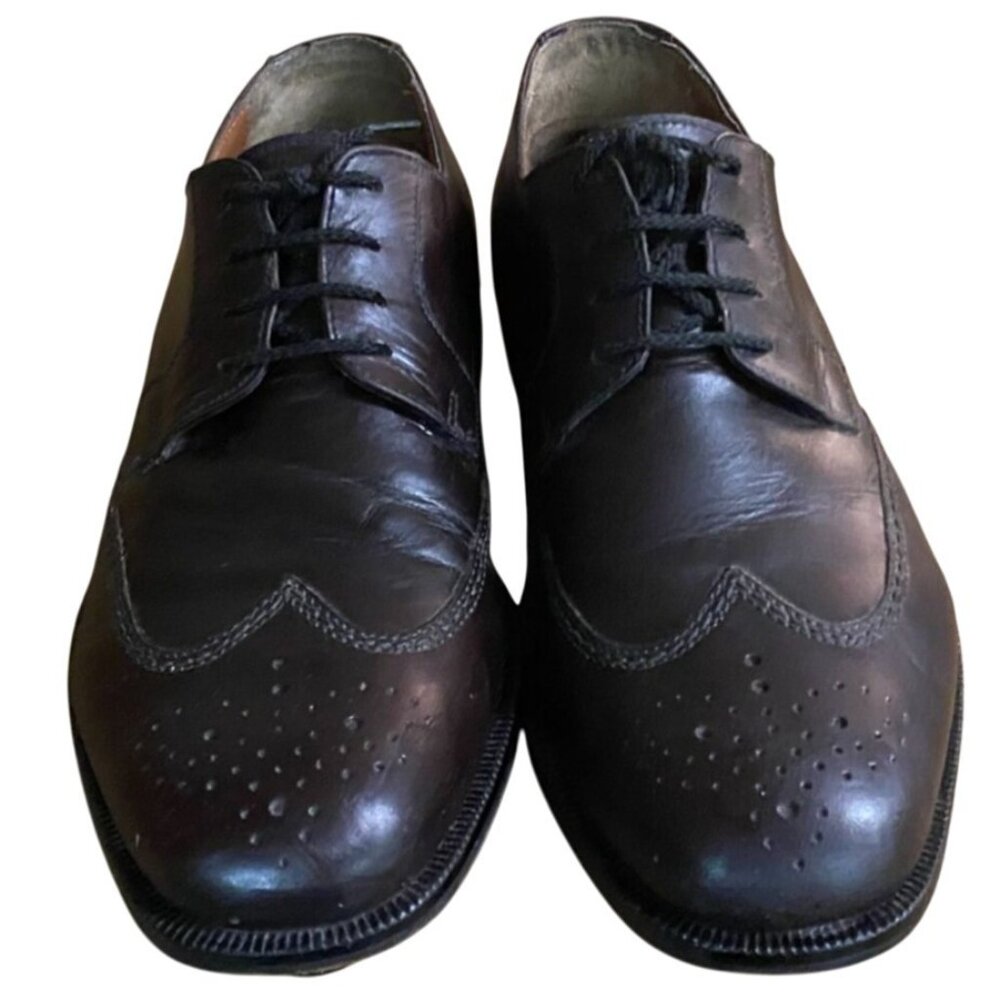 Bostonian Mens Wing Tip Shoes 9W in Brown Leather Sole